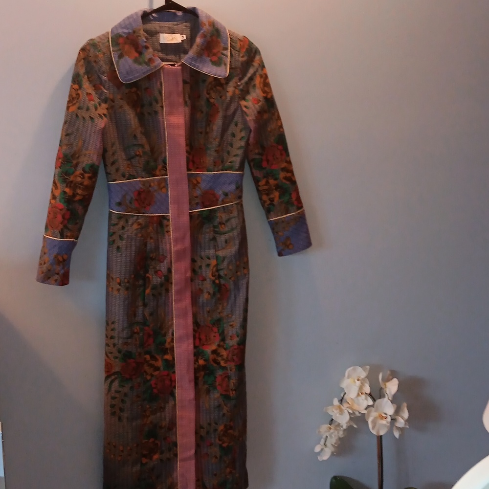 Linlana handpainted maxi coat dress